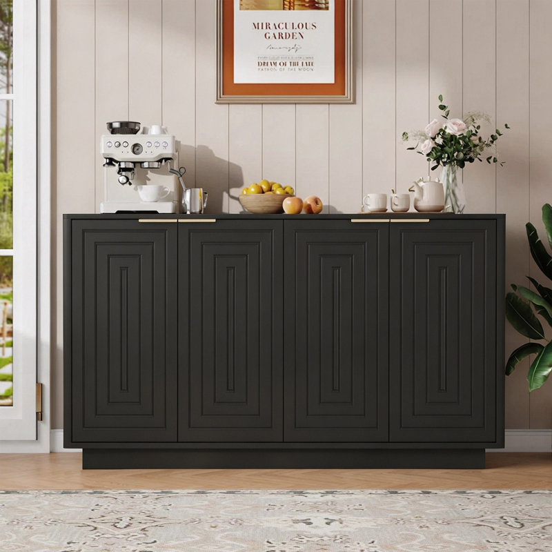 Buffet 55,1 po avec tablettes réglables, Noir