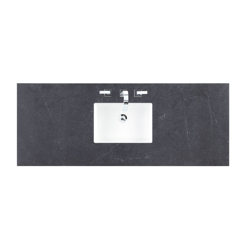 Bristol 60'' W Single Vanity, Charcoal Soapstone, 8" Widespread, Whitewashed Walnut