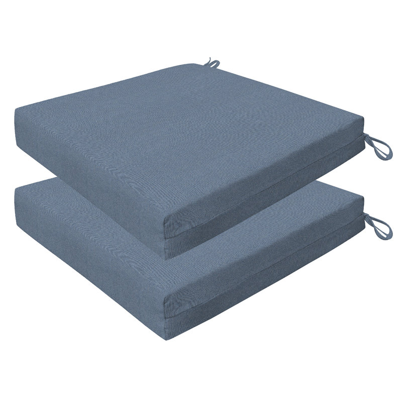 Meridian Outdoor Square Dining Seat Cushion, Heathered Blue