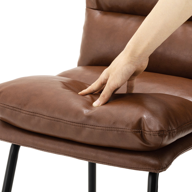Modern Thick Leatherette Bar Stool, Brown, 30.75"