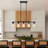 Linear Black Wooden Kitchen Island Pendant Light-403159131