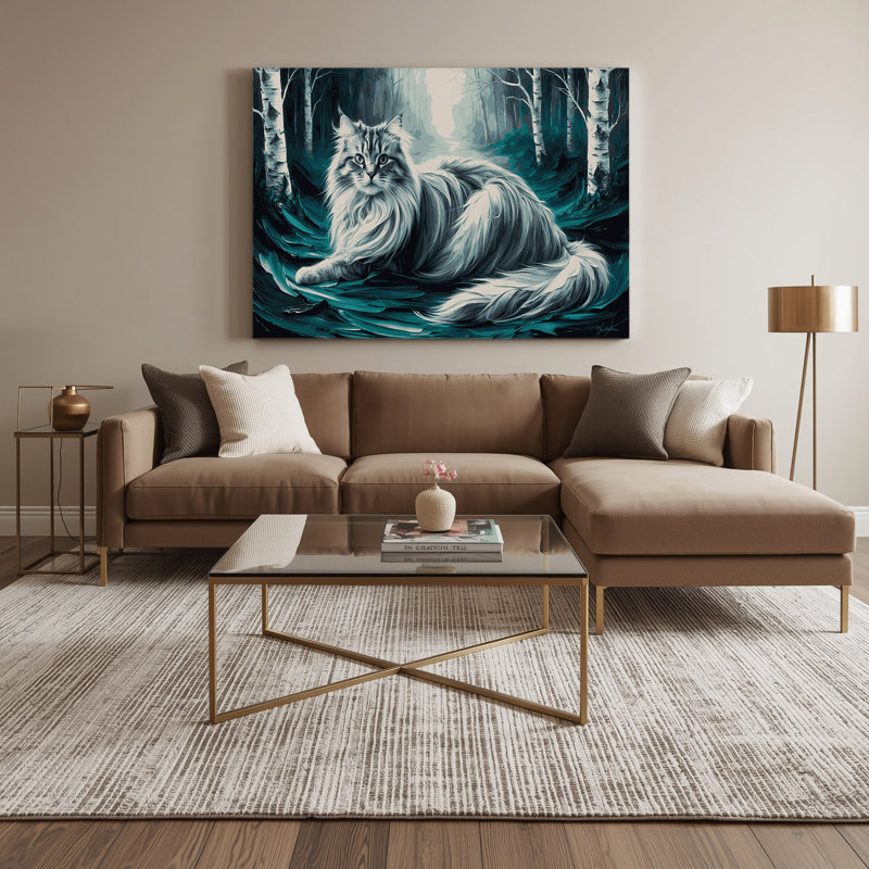 Chats, forêt norvégienne, chat, toile grise, art mural, H 16 po x l 20 po