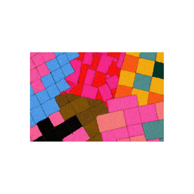 Vibrant Color Block Mosaic Art Bath Mat, 36W X 24L