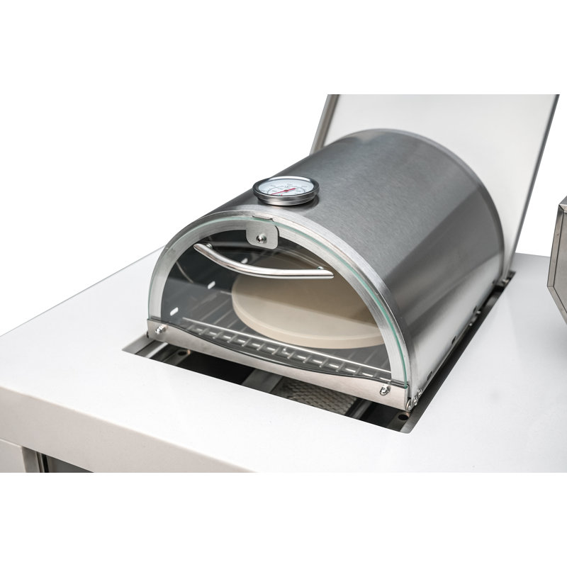 Four à pizza compact en acier inoxydable avec thermomètre intégré, porte en verre et pierre à pizza Mont Alpi MASBP - Convient à tous les modèles d'îlot de cuisine extérieur MAi805 et MAi400 de Mont Alpi