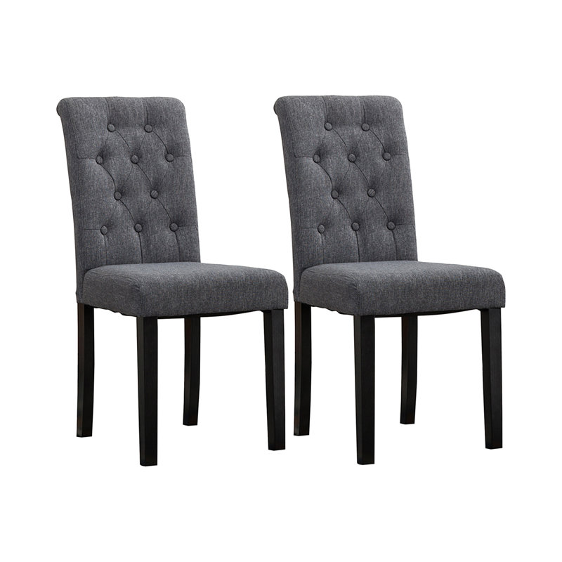 Brainard 46cm H Tufted Upholstered Side Chair, Grey, 2