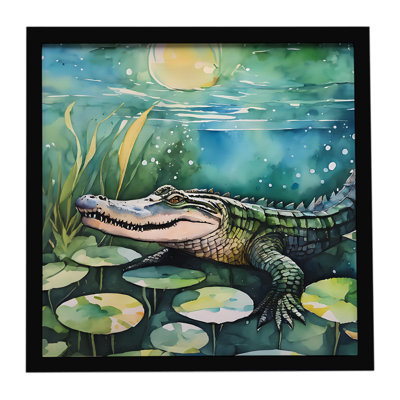 Alligator, impression sur métal encadrée