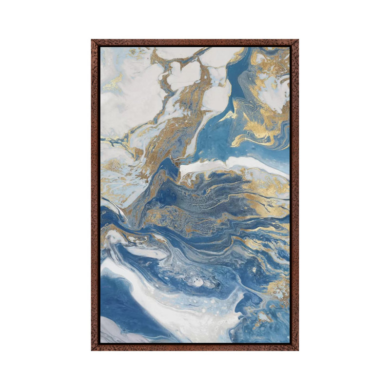 Fluid Memories II by Eva Watts - Painting on Canvas, 152.4cm H x 101.6cm W x 3.81cm D, Classic Brown Wood Framed