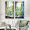 Ensemble de 2 impressions sur toile vertes et bleues