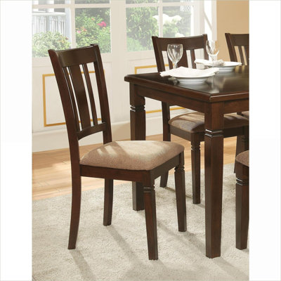 Ensembles de meubles de salle à manger | 5 pièces transitionnelles, 1 table et 4 chaises rembourrées pour la cuisine, Juego de Comedor, finition espresso | Brun foncé