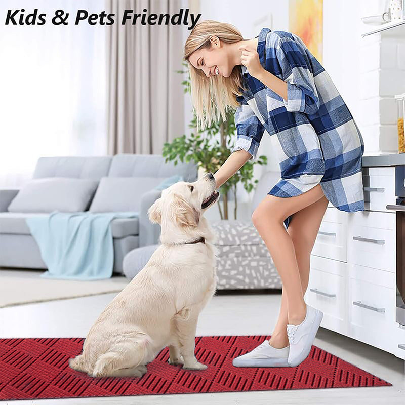 Custom Size Red Indoor Non-Slip Runner Rug for Kitchen Hallway, Runner 1' x 15'