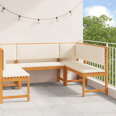 Garden Bench Set 5 Pcs Brown Solid Acacia Wood