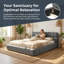 Très grand lit plateforme tapissier avec structure en bois massif Capacité de 600 lb L 88,5 po x l 82,5 po-461516410