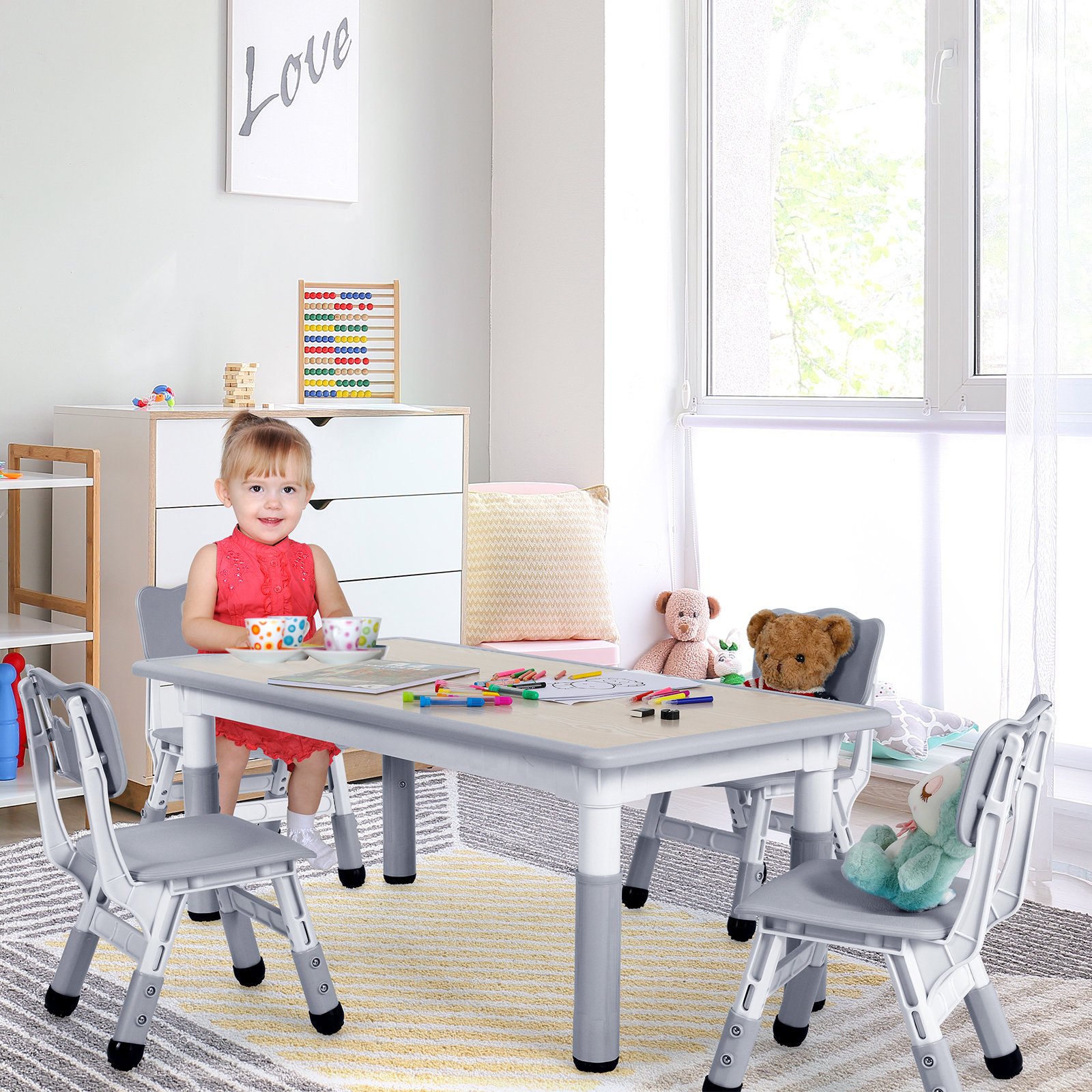 Pirecart Kids 5 Piece Play / Activity Table and Chair Set & Reviews