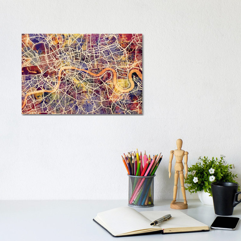 London England Street Map I by Michael Tompsett - Wrapped Canvas Gallery-Wrapped Canvas Giclée, 20.32 cm H x 30.48 cm W