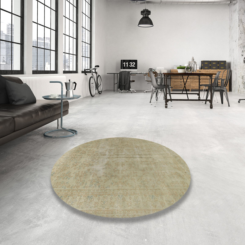 Tapis traditionnel vert, Rond 3 pi