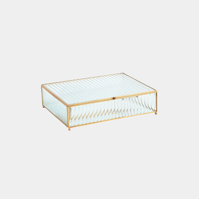 Reeded Glass Box-Clear, 3" H x 9" W x 11" D