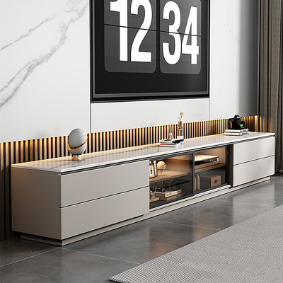 Meuble télé moderne en pierre frittée minimaliste