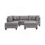 Canapé modulaire réversible gris 3 pièces pour canapé de salon et repose-pieds en tissu de polyfibre