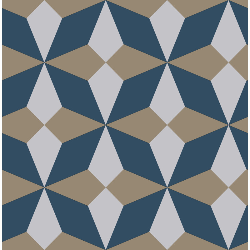 Nova Geo 10.05m x 53cm Metallic Finish Wallpaper Roll, Navy