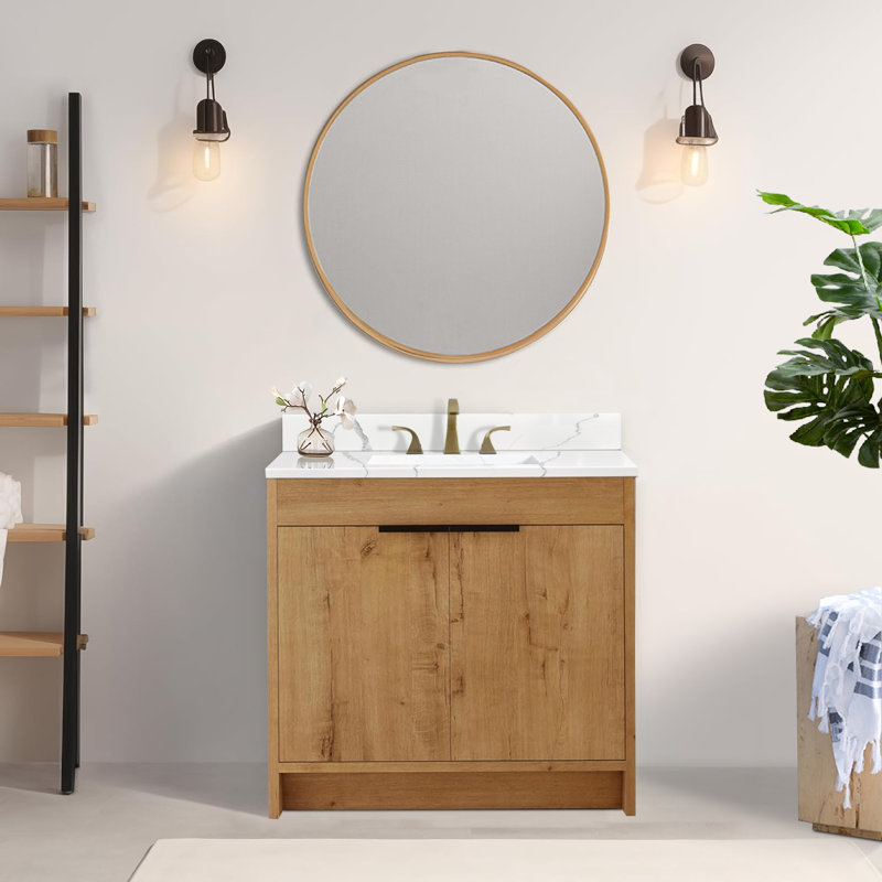 Plateau de meuble-lavabo simple 36 po avec lavabo en quartz 36 po