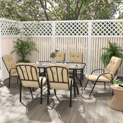 Roseland Rectangular 7 - Piece 6 - Person 152.5Cm L Outdoor Table Set