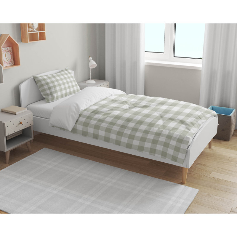 Ensemble d'édredon léger en vichy Proper, Vert clair
