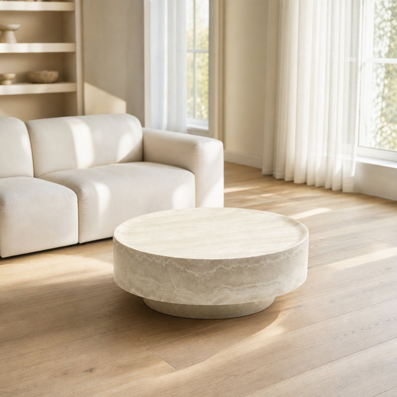 Table basse ronde, table d'appoint sculpturale