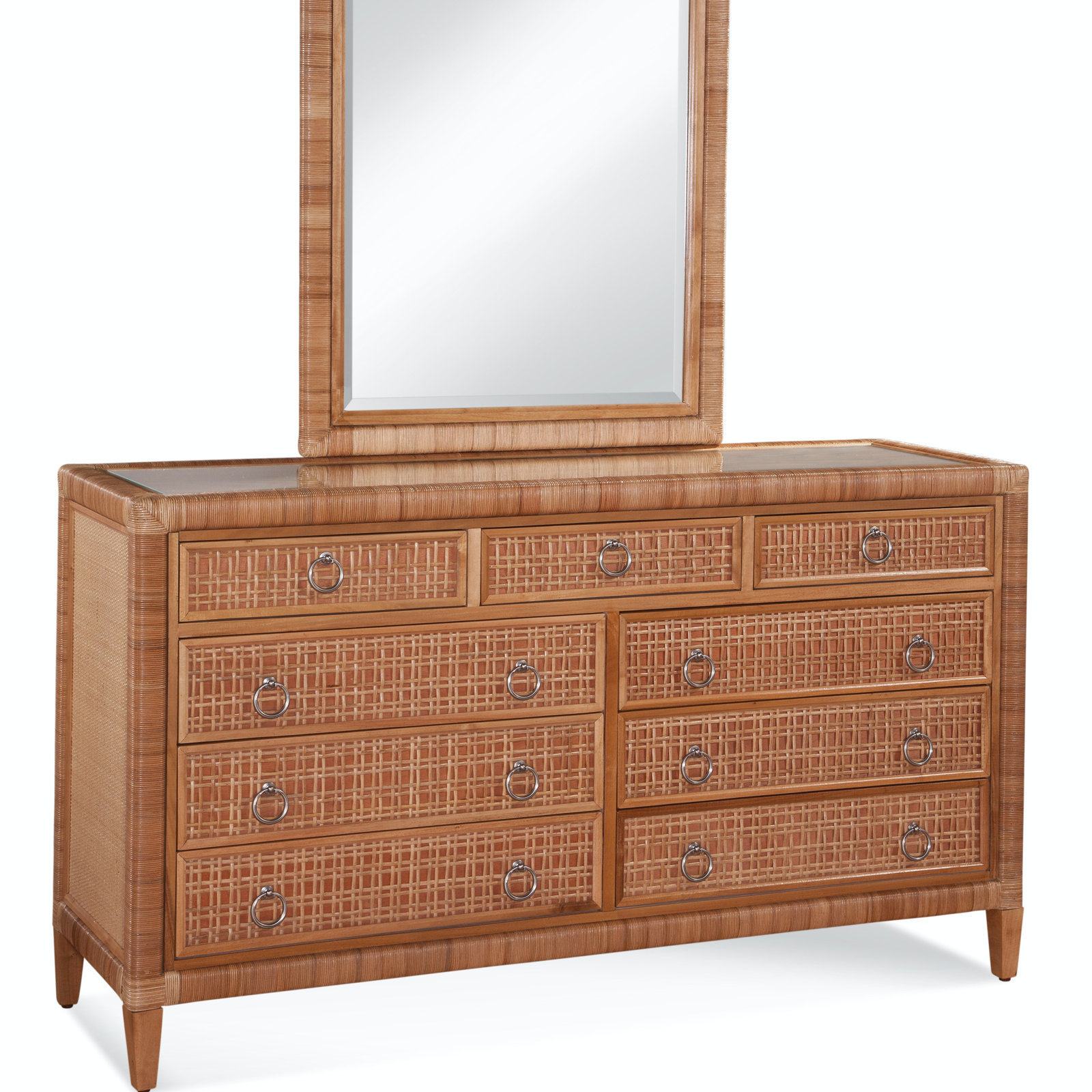 Monterey 9 Drawer 64'' W Dresser, Honey, Yes, Satin Nickel