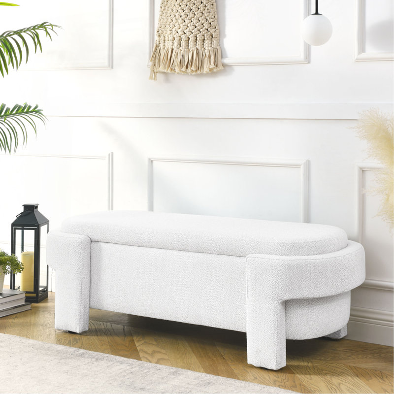 Cineus Oval Fabric Upholstered Storage Ottoman, Yellow