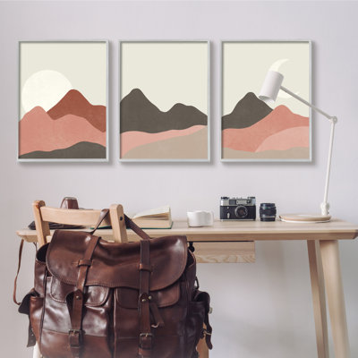 «Sun and Crescent Moon Desert Canyon Mountain Landscape» par Taylor Shannon Designs - ensemble de 3 impressions