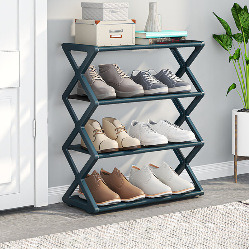 Étagère à chaussures multifonctionnelle à double tube en acier, Army Green