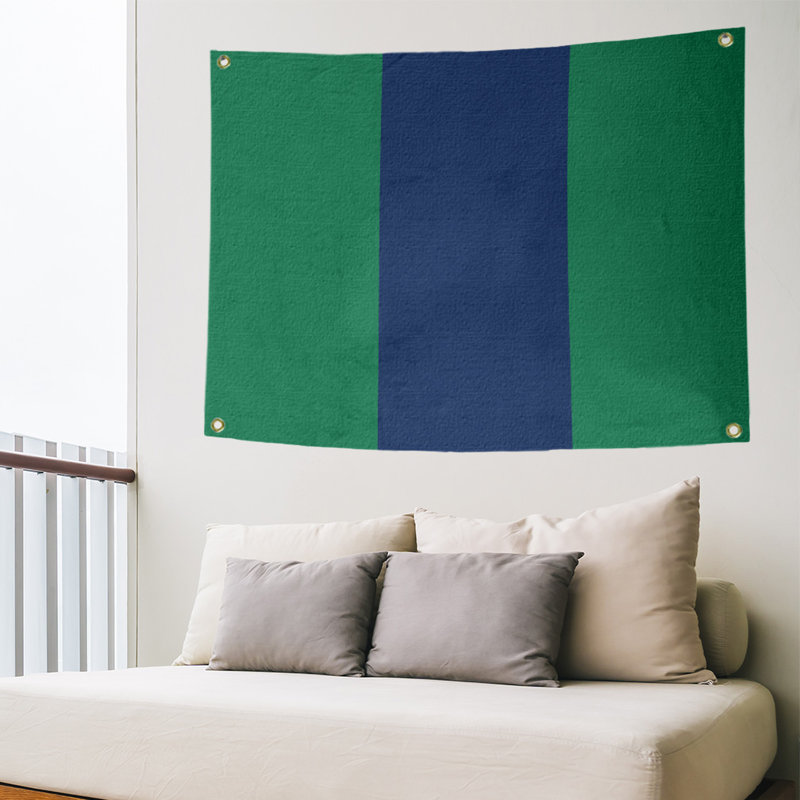 Vancouver Polyester Tapestry, Green/Blue/Green, 59" H x 80" W x 2" D