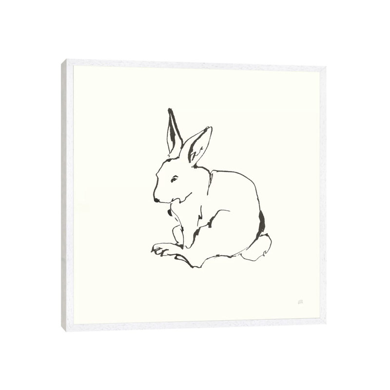 Line Bunny I by Chris Paschke - Painting on Canvas, White Framed Canvas, 93.98cm H x 93.98cm W x 3.81cm D