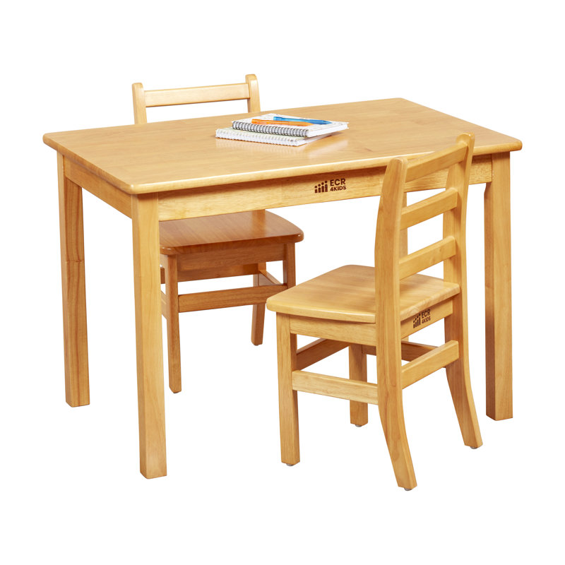 ECR4Kids Table rectangulaire en bois franc de 24 po x 36 po avec pieds 24 po et chaises, H 24,8 po x L 36 po x l 24 po