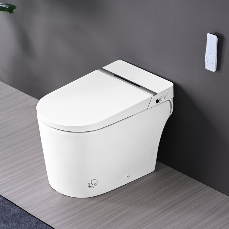 Smart Toilet With Night & Self-Cleaning Nozzle, Heated Seat, Foot Sensor Flip Cover, Remote Control, Led Display , Open Lid,