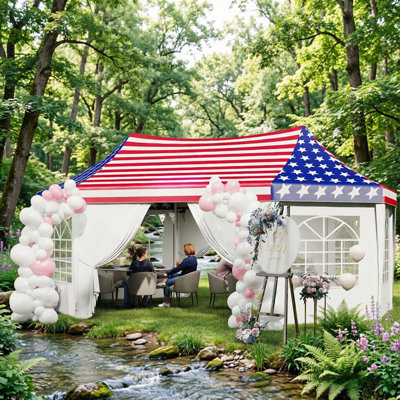 Wedding tent  Heavy Duty Party Tent,22.3 x 16.4 ft  Canopy Tent with 2 Doors and 6 Windows, American Flag FOR
