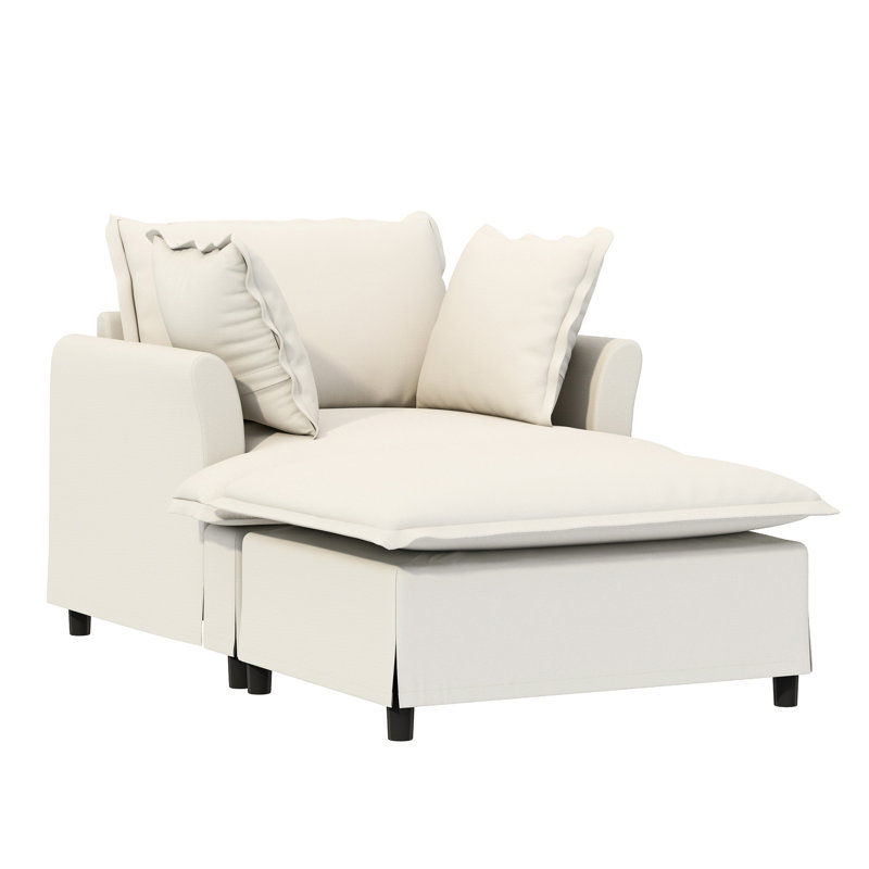 Lit simple en chenille avec siège large et fauteuil mobile, élégant pour le salon et la chambre à coucher, rembourrage moderne en mousse haute