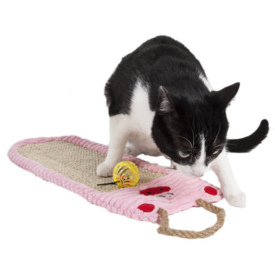 Pet Life ® Eco-Natural Sisal and Jute Hanging Carpet Kitty Cat Scratcher Lounge with Toy Pet Life ® Eco-Natural Sisal and Jute Hanging Carpet Kitty Cat Scratcher Lounge with Toy
