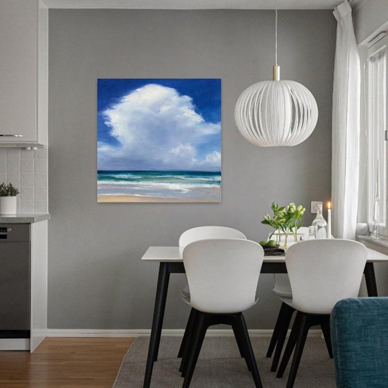 Art côtier, nuages, plage, nuages, art, H 32 po x l 32 po