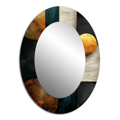 Géométrique Art Decor Essential Forms II - Grand miroir mural ovale sur métal
