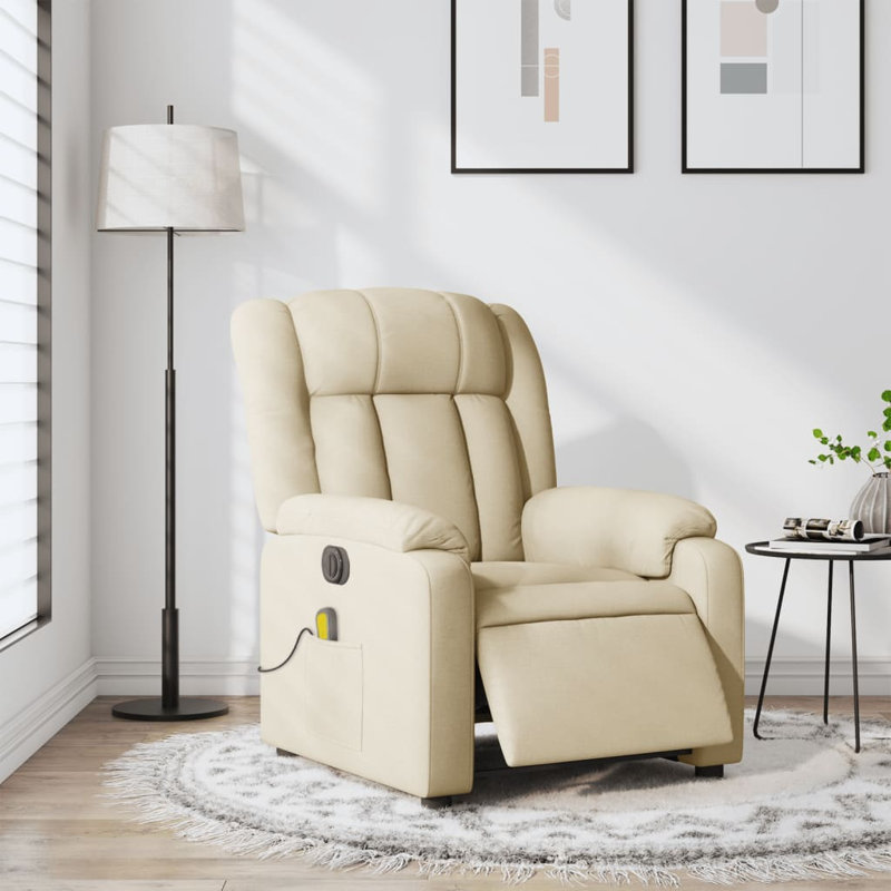Fauteuil inclinable manuel vidaXL, réglable, en tissu, Cream Polyester 1, Power