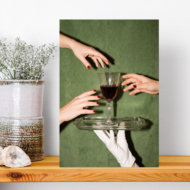 «The Wine Is Served», art mural rétro, H 18 po x l 12 po