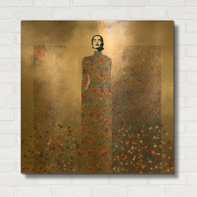 'Esta es mi Musica' By Jose Cacho Gold Metal Wall Art, 36" x 36"
