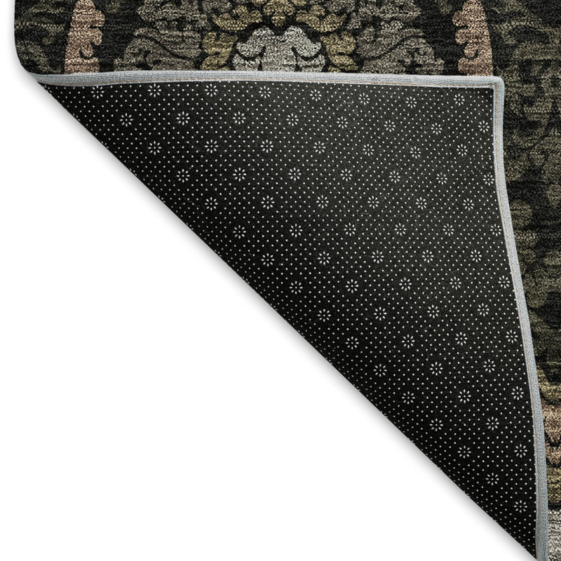 Tapis noir Prisco lavable à la machine de qualité supérieure, Rectangle 10 pi x 14 pi