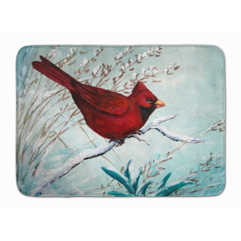 Tapis pour salle de bain en mousse à mémoire rouge d’hiver cardinal