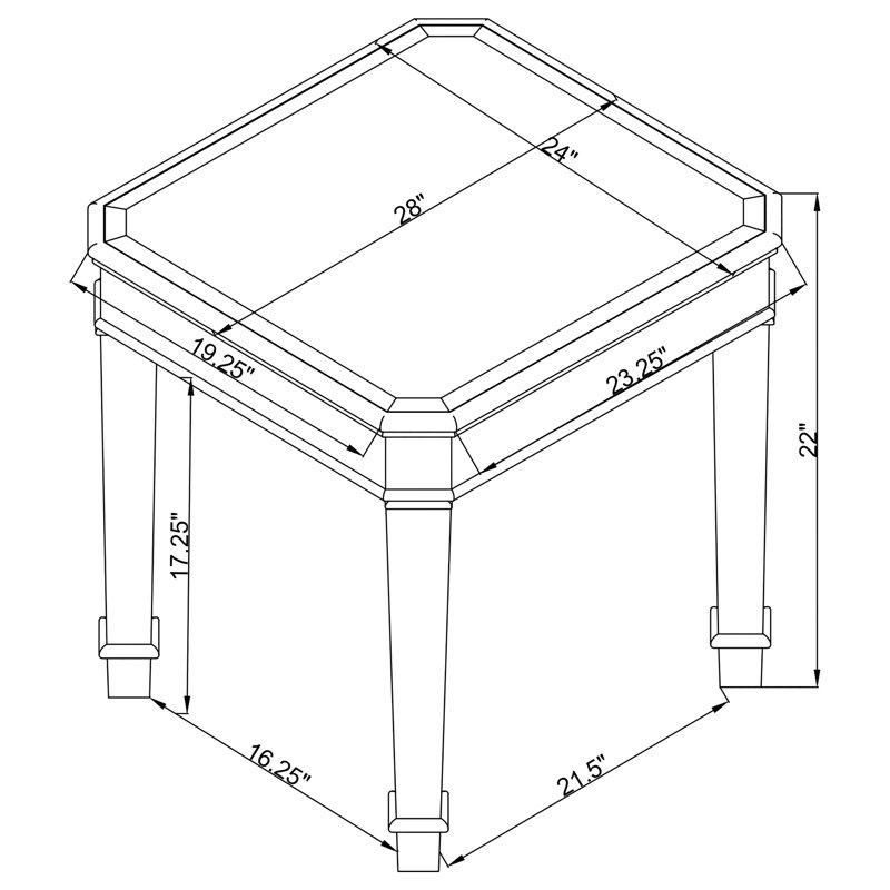 Eisley Square Mirrored Accent Side Table Silver
