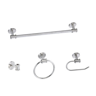     4-Piece Modern Bath Hardware Set with Towel Bar,Towel Ring,Toilet Paper Holder and Robe Hook