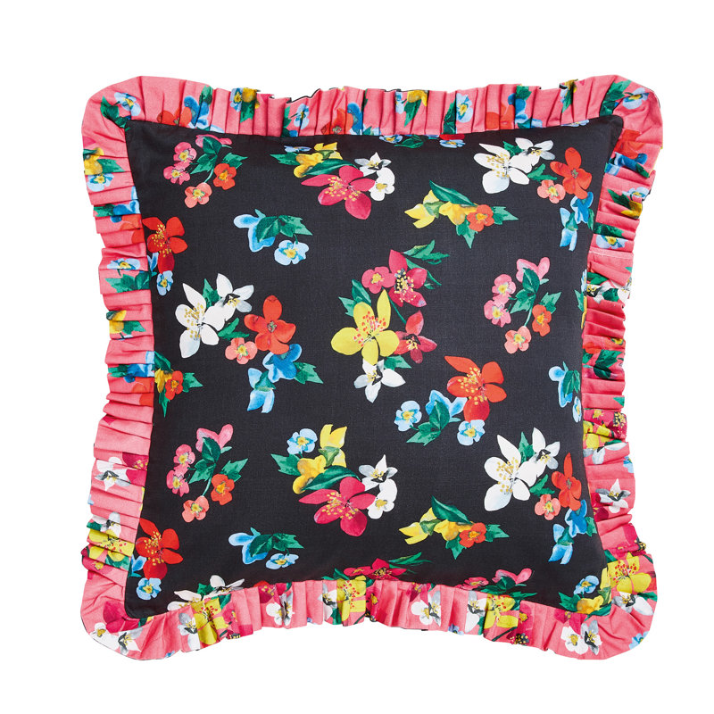 Hula Embroiderd Ruffled Throw Pillow