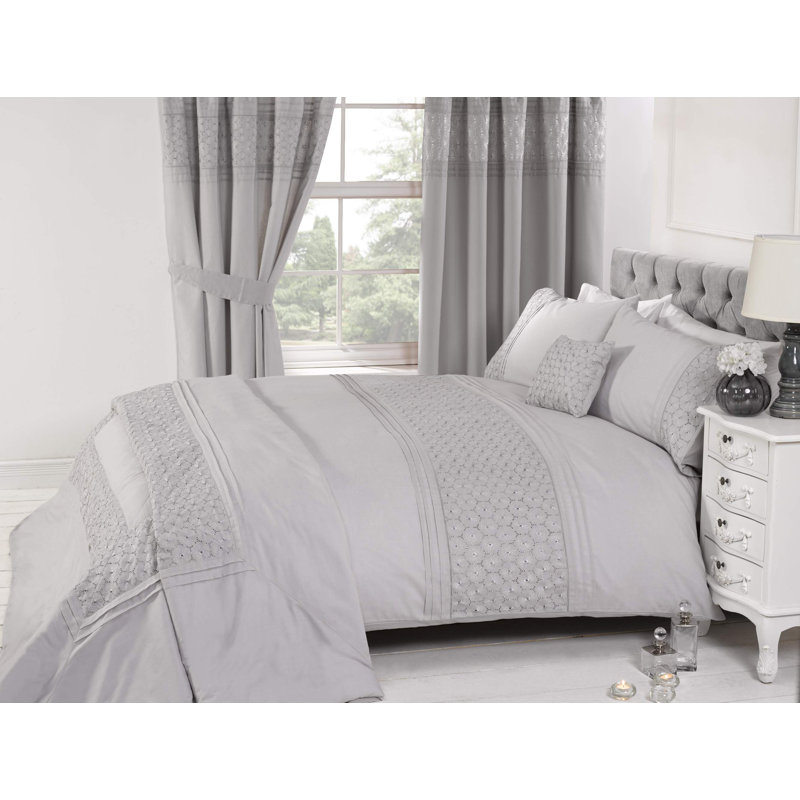 Niagara Cotton Blend No Pattern Duvet Cover with Pillowcases, Grey, Super King Duvet Cover + 2 Standard Pillowcases