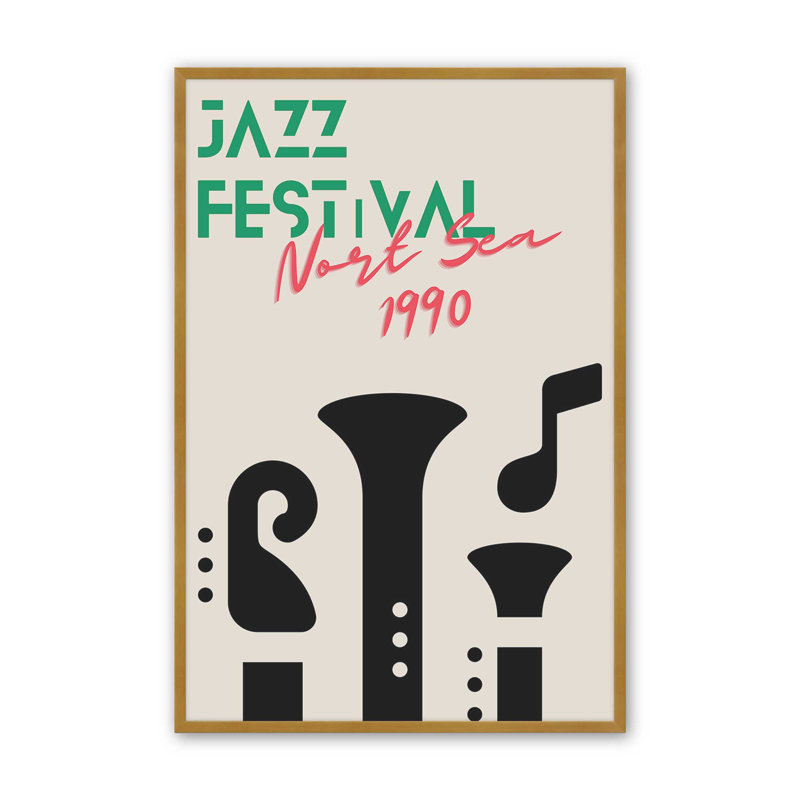 Jazz Festival 1990, reproduction d'affiche, H 21,25 po x l 17,25 po, Or poli